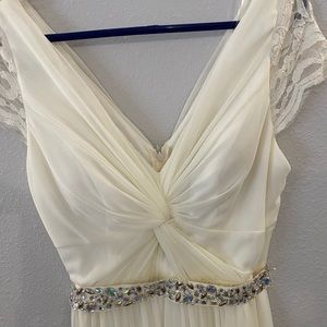 Wedding dress L diamond belt v neck tank off white